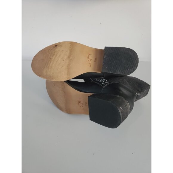 ANN TAYLOR LOFT Black Metal Chain Strap Moto Ankle Boots Size 7.5 M - Picture 9 of 9